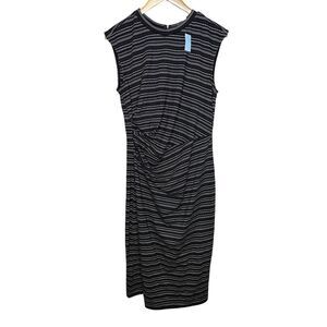 NWT LOFT Black Knee length Shirred Dress Size 12 Petite